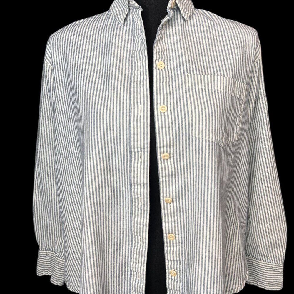 Madewell Button-Up Shirt Women M Blue & White Striped Slim Classic Fit Normcore - Picture 2 of 8